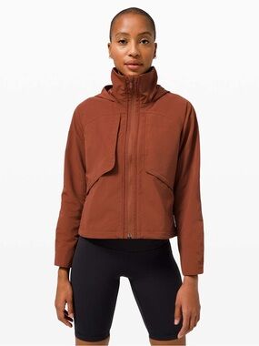 Lululemon Women's Rust-Brown Hooded Funnel Neck Utility Jacket